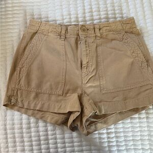 Women's Tan Casual Cotton Utility Shorts